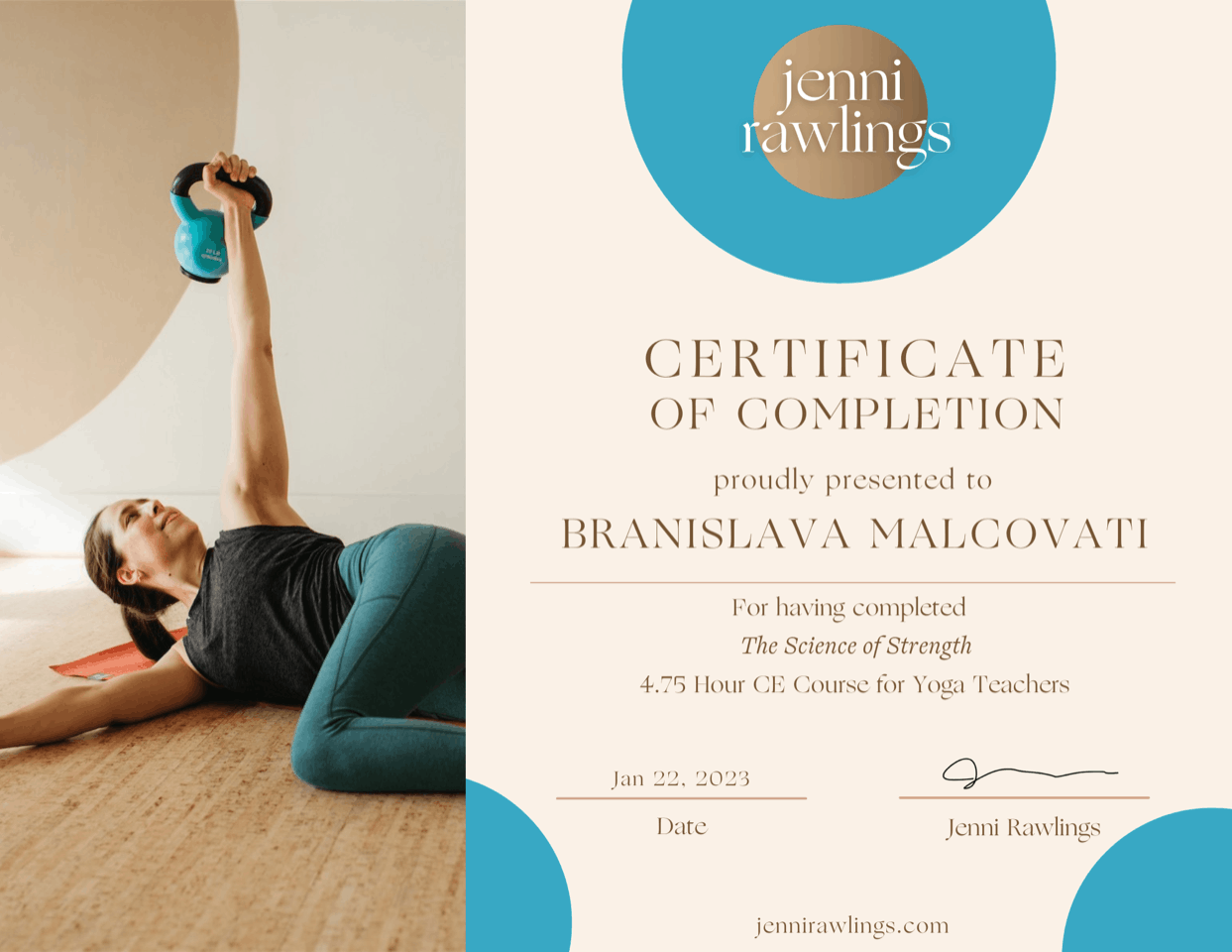 Certificate strength JR