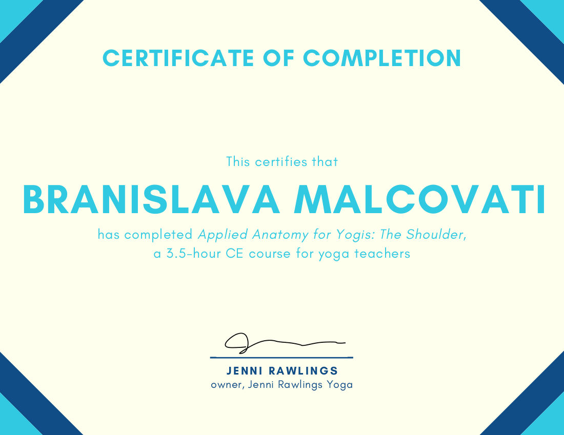 Certificates shoulder